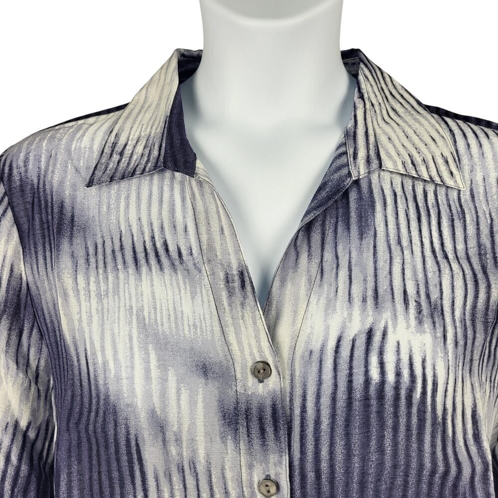 Coldwater Creek X-Large Blue and White Semi-Sheer Linen Tunic or Beach Coverup - Picture 6 of 12